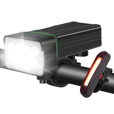 [BORUIT] BORUiT Bike Lights for Night Riding, Bicycle Light Front Headlight and Back Taillight with 8+5 Light Modes, USB Rechargeable Bright Bike Headlights for Cyclists and Commuters