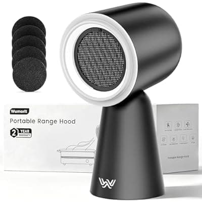 [Wumorlt] Portable Range Hood, Desktop Kitchen Exhaust Fan with 5-Layer Filtration & Water Washing Self-Cleaning Mode, 12° Adjustable Head, 3-Speed, Low Noise, Ideal for Apartment, RV, Indoor Hot Pot and BBQ