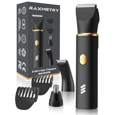 [RAXMETRY] RAXMETRY Manscape Body Hair Trimmer for Men-3 in 1 Electric Razor Groin Groomer,IPX7 Waterproof,Versatile Hair Trimmer for Ball/Pubic/Chest/Beard/Nose,USB-C Rechargeable,Gifts for Him Dad