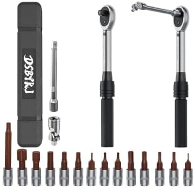 [DSBYKJ] DSBYKJ 17 Piece Small Torque Wrench Set (5-30nm), 1/4" Drive Click, 72 Teeth Bidirectional Torque Wrench, Professional Tool Set for Bicycles and Motorcycles