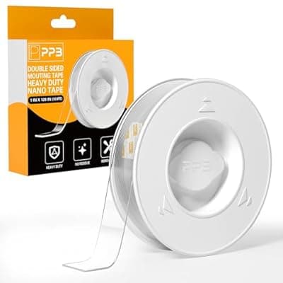 [PPB] PPB Double Sided Mounting Tape, Clear Heavy Duty Nano Adhesive Tape with Protective Case, Removable Reusable Wall Tape for Home, Office, Car, Glass, Tile, Smooth Surfaces, 1 in x 10FT