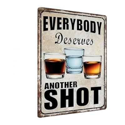 [Carastora] Carastora Funny Bar Metal Sign – Vintage Tin Wall Decor for Man Cave, Garage, Pub, or Home Bar – Humor Shot-Themed Decoration, 8x12 Inches