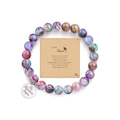 [Sistble] Sistble 2026 Graduation Gifts for Her Graduation Bracelet Class of 2026 College High School 8th 5th Grade Gifts for Daughter Granddaughter Nature Stone Bracelets for Women Inspirational Gifts Jewelry