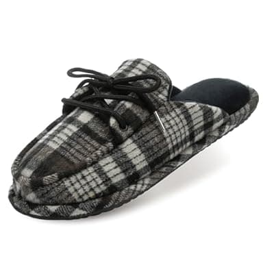 [GOEWY] GOEWY Men's Loafers Slippers Memory Foam Warm Slip On Non-Slip Indoor Outdoor Fuzzy House Shoes with Tie Gifts for Men Him Dad