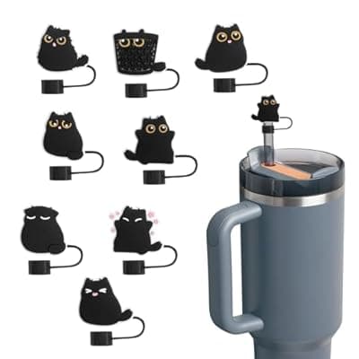 [LOLANIUT] LOLANIUT 8 Pieces Stanley Cup Straw Cover, Cute Cat Straw Cover for 9-10 mm, Accessories for Stanley Cup, Dust Cover and Decoration for Outdoor