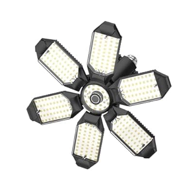 [LUCORUSC] LUCORUSC Led Garage Lights 1 Pack 200W Super Bright Ceiling Led Shop Lights, E26/E27 Base, 6500K, 22000LM Deformable Garage Light Ideal for Basement, Attic and Workshop