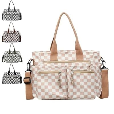 [YAKUNCL] YAKUNCL Corduroy Tote Bag for Women, Laptop Work Tote Bag Teacher Nurse Bible Bag for School Travel, Zipper Crossbody Bag