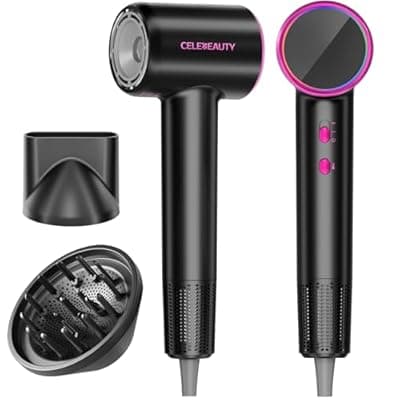 [CELEBEAUTY] Hair Dryer Blow Dryer with Magnetic Diffuser & Nozzle, 110000 RPM Brushless Motor Ionic Hairdryer for Fast Drying & Frizz Control, Lightweight Low Noise Blowdryer for Home Travel Salon, All Hair Types