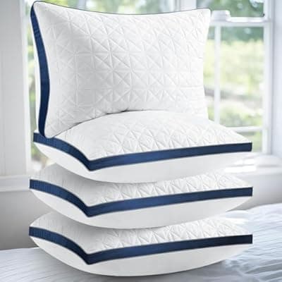 [Slybear] Slybear Pillows Standard Size Set of 4 Cooling Hotel Luxury Bed Pillows for Sleeping 4 Pack, Supportive Breathable Down Alternative Gusset Standard Pillow for Back Stomach or Side Sleepers