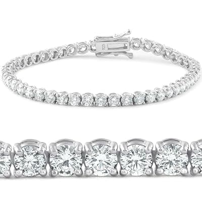 [MIRFREYR] MIRFREYR Tennis Bracelet for Women White Gold Plated Classic Bracelets Cubic Zirconia Gemstone Jewelry Gift for Her|Size 6.5-8.0 Inch 3/4mm width