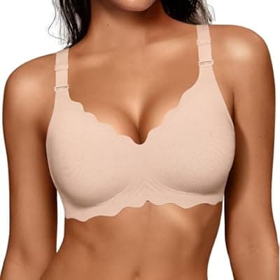 [OEAK] OEAK Women Jelly Bras No Underwire Scalloped Push Up Buttery Soft Tshirt Bra Seamless Full Coverage Convertible Everyday Bra