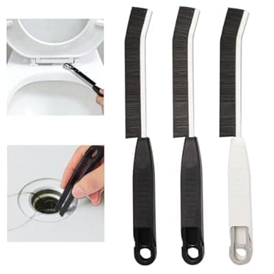 [LCWYORH] Crevice Cleaning Brush,Hard Bristle Cleaning Supplies,Grout Scrub Brushes with Clip for Clean Tile Floor,Gap, Bathtub, Sink, Window,Household Cleaning Tools,Home Essentials(3PCS DarkBlack White)