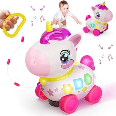 [KAISASA] KAISASA Unicorn Toys for 1 Year Old Girl Gifts, Musical Educational Baby Toy 6-12-18 Month, 1st Birthday Gift for 1 Year Old Girl Toys, Bilingual Learning Present for 7 8 9 10 12 Month