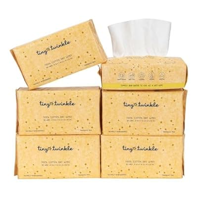 [Tiny Twinkle] Tiny Twinkle 100% Cotton Dry Wipes for Baby | 480 Count | Use Wet or Dry | Scent Free (Fragrance-Free), Hypoallergenic & Chemical-Free | Ultra Soft, Strong & Gentle for Sensitive Skin