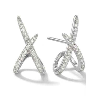 [MUMREUES] MUMREUES Gold Earrings for Women Trendy 14k Gold Plated X Stud Earrings Hypoallergenic Dainty Simple Minimalist Cubic Zirconia Earrings Jewelry Gifts for Her