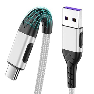 [Durcord] Durcord 2Pack 10ft Fast USB Type C Charging Cable for Android/Phone/Pad/Laptop, Type C Charger Braided USB Cable Bright Silver
