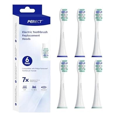 PERECT Soft Replacement Toothbrush Heads 6-Pack for Philips Sonicare Click-On Models – Fits 4100, 5100, 6100, 9023, W Optimal Plaque Control, Not Compatible with Essence/E-Series or Philips One