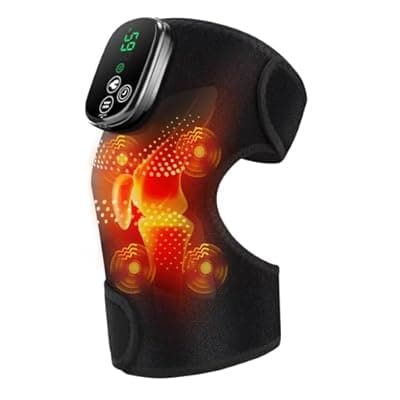 [FlareMore] Cordless Heated Knee Massager with Vibration for Knee Pain Relief, FSA Eligible HSA, Heated Knee Brace Wrap with 4 Vibration Area for Knee, Heating Pad with 5 Heating Levels 3 Massage Modes &Timer