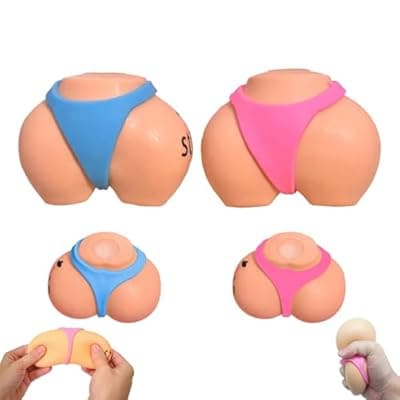 [BHKDCMDL] Stress Relief Squishy Toys, Hip Shape Sensory Tool with Solid Squish, Anxiety and Relaxation Squeeze Tool for Adults Men Women (Blue+Pink