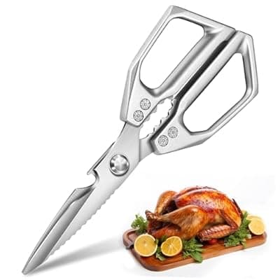 [Tingling] Kitchen Scissors for Food Japanese - Poultry Shears, Japanese All Purpose Heavy Duty for Chicken Wing/Bone, Meat, Quail, Fish, Turkey, Vegetables, Stainless Steel Cooking Aid Scissors, Dishwasher Safe
