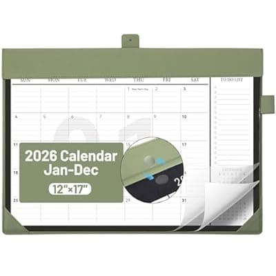 [bibiage] Bibiage Desk Calendar 2026 Jan to Dec with Plastic Cover, Large Desktop Calendar 12"x17" with to-do List, Wall Calendar Leather Hard Back, Large Ruled Block, Monthly Flip, Desk Decor, Office Supplies,