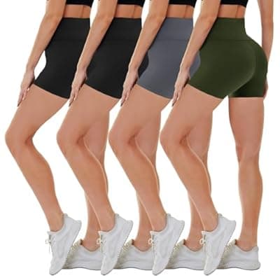 [CAMPSNAIL] CAMPSNAIL 4 Pack Biker Shorts for Women High Waist - 5"/8" Tummy Control Soft Athletic Yoga Workout Running Gym Shorts