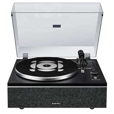 [Qlearsoul] Qlearsoul ONE-S Vinyl Record Player with Bluetooth Input/Output, All-in-One Vintage Turntable Built in Speakers, Phono Preamp & DSP, AT-3600L Cartridge, 33/45 RPM (Black)