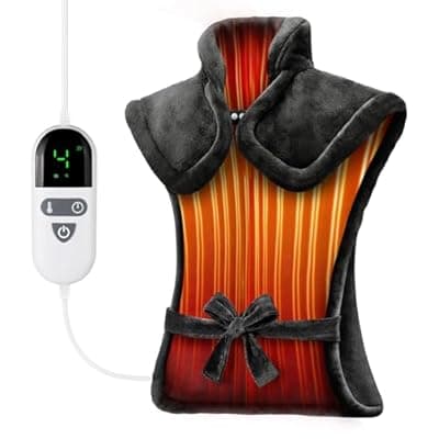 [LANVA] Heating Pad for Back Pain Relief, LANVA Birthday & Mothers Day Gifts for Women Men Mom Dad, Edge Weighted Electric Heat Pad for Neck and Shoulders, 6 Heat Settings, 4 Timer Options, 24"x37", Black