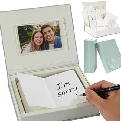 [Lovemend] Lovemend Apology & Memory Legacy Set for Couples - 5-Step Guided Apology Cards, Book-Shaped Keepsake Box with Photo Slot, German Cotton Paper, Gift for Relationship Mending&Preserving Love（Puppy