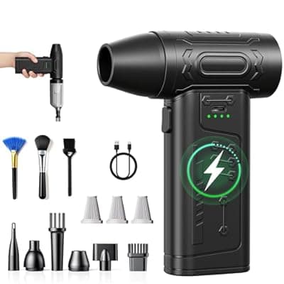 [fourq] fourq Compressed Air Duster,Mini Vacuum Cleaner 2-in-1,4000 mAh,130,000 RPM Brushless Motor,8000Pa，120MPH/1.1LB Thrust Car Dryer Air Blower for Car Cleaning,Computer Cleaning