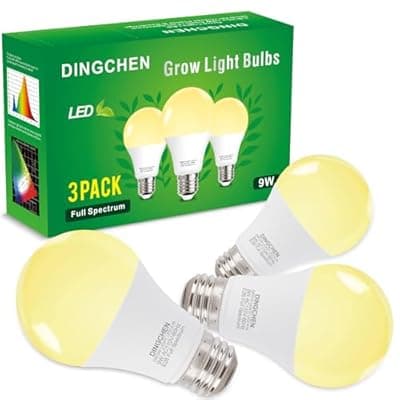 [DingChen] DingChen Grow Light Bulbs, A19 Full Spectrum Light Bulb, 9W Plant Grow Lights Bulbs (100W Equivalent), E26 Base, for Indoor Plants, Herbs, Flowers, Vegetables, 3 Pack