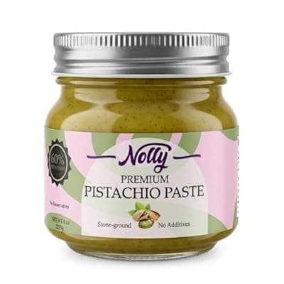 [Nolly] NOLLY - Premium 60% Pistachio Paste & Spread, 8.0 oz (226g) - Artisan, Gluten-Free, Non-GMO - Gourmet Paste/Spread for Desserts, Pastries, Dubai Pistachio Chocolate Bar & More. Made in the USA