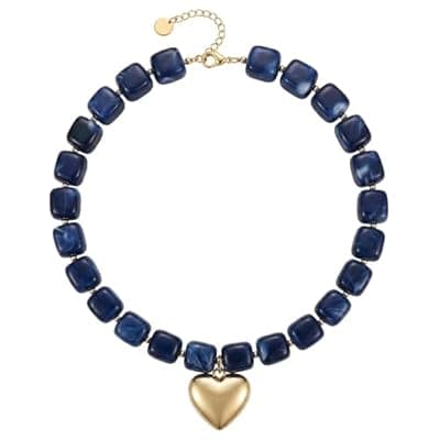 [ZOLZO] ZOLZO Chunky Heart Necklaces, Colorful Resin Necklace, Heart Statement Necklace Trendy, Summer Vacation for Women, Birthday, Mothers Day