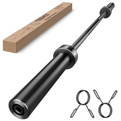 [teemoo] TEEMOO Olympic Barbell Bar, 57"/47" Barbell Bar with 2 Spring Collars, Strength Training bars, Bench Press bar for Weight Lifting, Squat, Hip Thrusts, Biceps, 700lb/500lb Weight Capacity, E-Coat Finis
