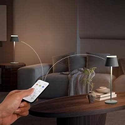 [Kadrama] Cordless Table Lamps Set of 2 | USB Charging or Rechargeable Base | LED Lights Touch Operated or Remote Control | Desk Lamp 3 Color Stepless Dimmable | Wireless & Portable Light for Home Outdoor