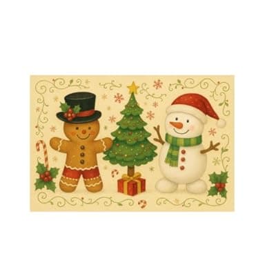 [Carastora] Carastora Christmas Snowman and Gingerbread Man Pattern Decorative Doormat/Anti-Fatigue Mat, 20 x 31in. Suitable for Indoor and Outdoor Porch Decoration, Housewarming Gifts, and Holiday Presents.