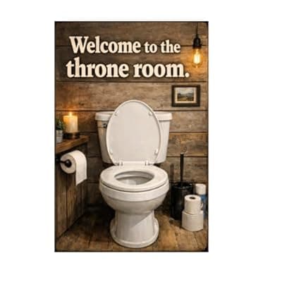 [Carastora] Welcome To Throne Room Bathroom Humor Metal Tin Sign Rustic Toilet Wall Decor Funny Restroom Quote Plaque Vintage Farmhouse Bar Home 8x12 Inch Pre Drilled Hanging Art Man Cave Gift Office Pub Cabin