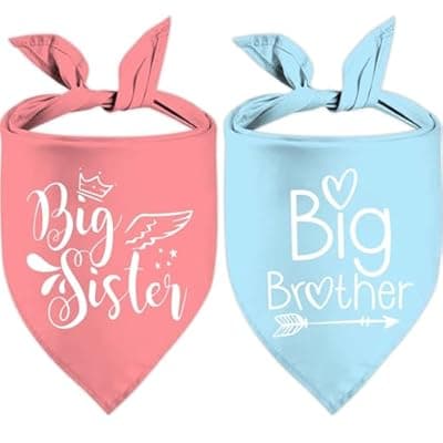 [XGXHZYLC] Big Sister Big Brother Dog Bandanas, Adjustable Double Sided Pet Bandana for Pregnancy Announcement, Triangle Scarf for Small Medium Large Dogs, Puppy Sibling Reveal Accessories 2 Pack