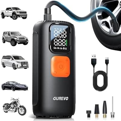 [Gurevo] Tire Inflator Portable Air Compressor, 22 Cylinder & 6X Faster Inflation, 160 PSI Tire Pump with Digital Pressure Gauge, Auto Shut-Off, Air Pump for Car, Truck, Motorcycle, Bicycle, Ball