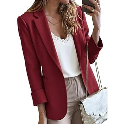 [KIRUNDO] KIRUNDO Blazers for Women Business Casual Long Sleeve Open Front Lapel Suit Jackets Office Work Blazer Pockets Fall Clothes