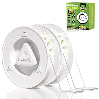 [PAGFAER] PAGFAER Double Sided Tape Heavy Duty, Double Sided Mounting Nano Tape 16.4FT, Clear & Tough Two Sided Adhesive Tape, Removable Picture Hanging Strips for Wall, Poster, Carpet, Home Office, 2 Pack
