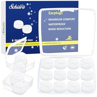 [Schiara] Schiara Ear Plugs for Sleeping, 8 Pair(16 Pieces) Moldable Noise Cancelling Silicone Earplugs for Swimming, Snoring, Sleep and Studying
