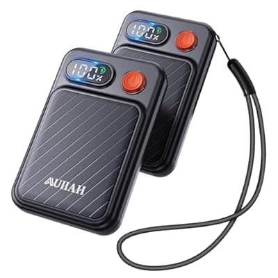[AUIIAH] Hand Warmers Rechargeable 2 Pack - Electric Rechargeable Magnetic Hand Warmer with LED Display, 4 Heat Levels, Lanyards, USB, Gift for Men Women Kid, for Golf/Skiing/Camping/Hunting Essentials