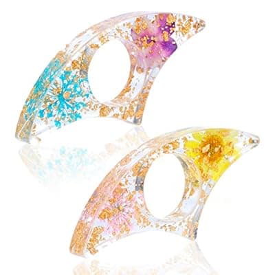 [Rohuis] Book Page Holder for Reading, 2 Pcs Dried Flower Resin Transparent Thumb Bookmark, Book Accessories for Reading Lovers, Gifts for Bookworm, Readers, Literary, Students, Teachers