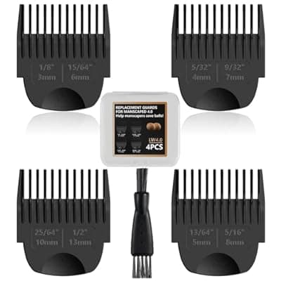 [Stovast] 4 Pack Guards for Manscaped Lawn Mower 4.0 - Adjustable Lawnmower 4.0 Trimmer Guards with Brush and Organizer, Waterproof Guide Comb Replacement for Manscaped 4.0 Attachments, 1/8" to 1/2"