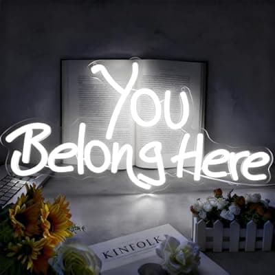 [KATMBFUE] Neon Sign, You Belong Here Neon Light Sign LED Letter Neon Lights for Wall Decor, USB Powered Neon Bar Sign for Party Club Restaurant, Bedroom Wall Decor 17.72 x 9.06"