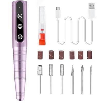 [Lumcrissy] Lumcrissy Cordless Nail Drill Professional Kit - 26000RPM Portable Efile for Acrylic Gel Nails, Compact Electric File with 7 Bits, 3 Speeds, 8H Battery, Low Noise & Heat Control‌