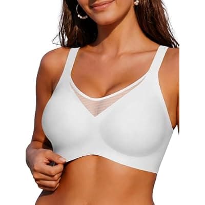 [COCOMARTS] COCOMARTS Jelly Bras for Women No Underwire Push Up V Mesh Seamless Comfort Tshirt Bra Supportive Lift Bralette Everyday Bra