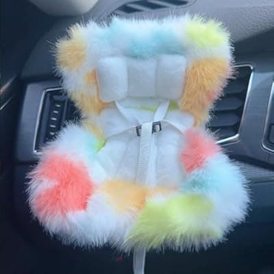 [SwiftServ] SwiftServ Doll Car Seat for 3–8 inch Figures, Fits Character Plushes, Blind Box Dolls & Vinyl Collectibles, Includes Air Vent Clip & Desktop Stand, Cute Car Ornament for Collectors (Rainbow Macarons)