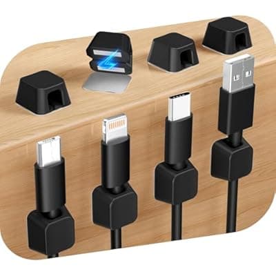 [Viaky] Viaky 8 PCS Magnetic Cord Holder,Magnetic Cable Clips, Charger Cord Holders for USB Type-C Earphone Wires, Multipurpose Cable Management Cord Organizer for Desk Nightstand Car Office(Black)